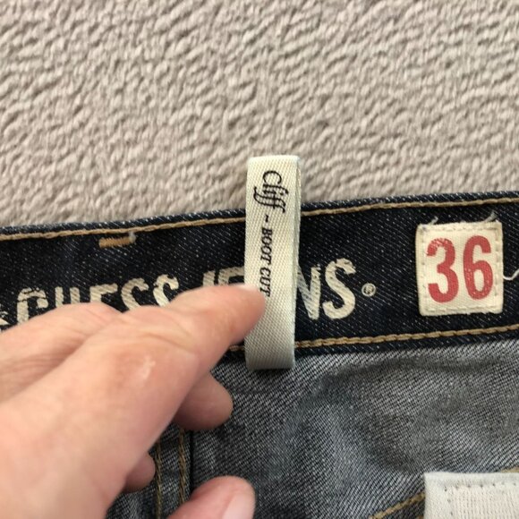 Vintage Guess Mens Cliff Boot Cut Jeans Size 36 Blue Dark Denim Classic Stretch - Picture 11 of 16